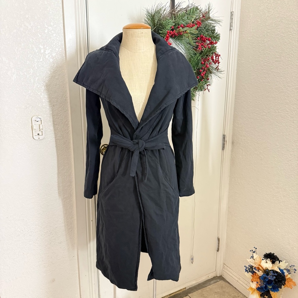 JARBO Black Midi Coat 100% Cotton Size 36/  Small